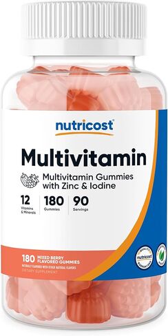 Nutricost Multivitamin Gummies ، 180 Gummies (بنكهة التوت المختلطة) - 90 خدمة وخالية من الغلوتين وغير المعدلة وراثيًا ودية نباتية in Kuwait