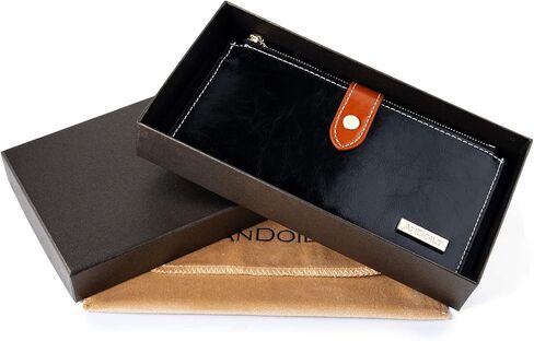 محافظ ANDOILT للنساء محفظة جلدية أصلية RFID حجب حافظة بطاقات متعددة الطي مع حقيبة يد بجيب بسحاب in Kuwait