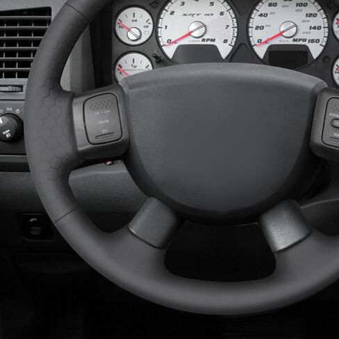 MEWANT Steering Wheel Wrap for odge Ram 1500 2500 3500 2004-2008 Made of Black Smooth and Embossed Artificial Leather in Kuwait