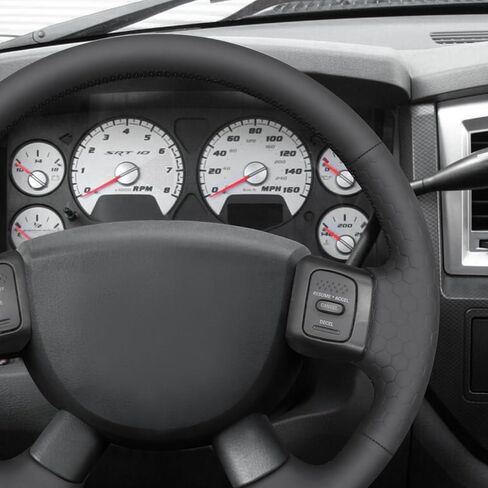 MEWANT Steering Wheel Wrap for odge Ram 1500 2500 3500 2004-2008 Made of Black Smooth and Embossed Artificial Leather in Kuwait