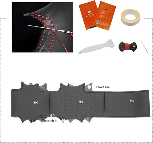 MEWANT Steering Wheel Wrap for odge Ram 1500 2500 3500 2004-2008 Made of Black Smooth and Embossed Artificial Leather in Kuwait