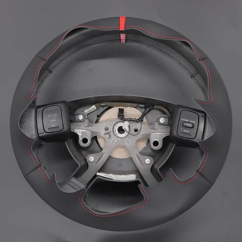 MEWANT Steering Wheel Wrap for odge Ram 1500 2500 3500 2004-2008 Made of Black Smooth and Embossed Artificial Leather in Kuwait
