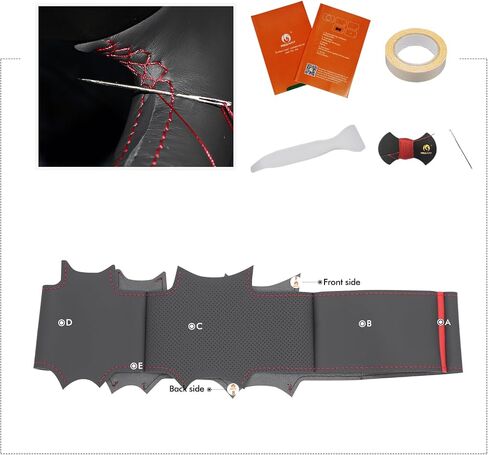 MEWANT Steering Wheel Wrap for odge Ram 1500 2500 3500 2004-2008 Made of Black Smooth and Embossed Artificial Leather in Kuwait