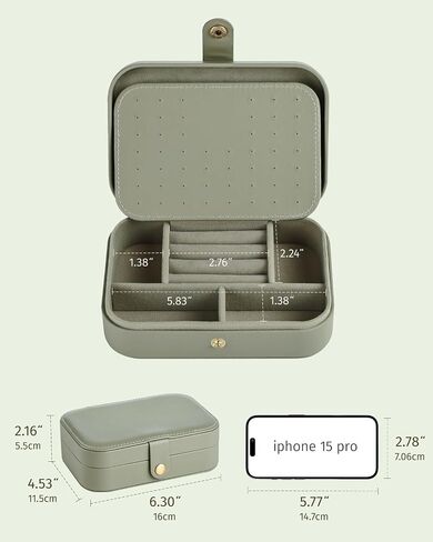 Jewelry Travel Case, Portable Travel Jewelry Box for Women, PU Leather, Snap Closure, Jewelry Holder Organizer Travel Essentials, Green in Saudi Arabia