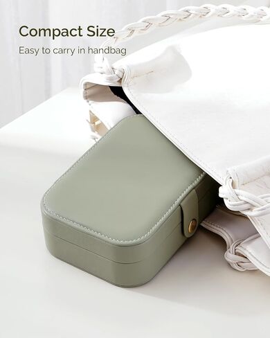 Jewelry Travel Case, Portable Travel Jewelry Box for Women, PU Leather, Snap Closure, Jewelry Holder Organizer Travel Essentials, Green in Saudi Arabia