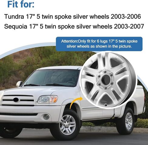 4 Wheel Center Hub Covers Fit for 6 Lug Tundra 17 Inch 5 Double Spoke Silver Wheels 2003-2006 for Sequoia 17 Inch 5 Double Spoke Silver Wheels 2003-2007 Replace 42603-AF030 in Saudi Arabia