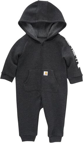 Carhartt Boys معطف بغطاء للرأس بأكمام طويلة وسحاب أمامي، Caviar Black Heather، 6 أشهر in Kuwait