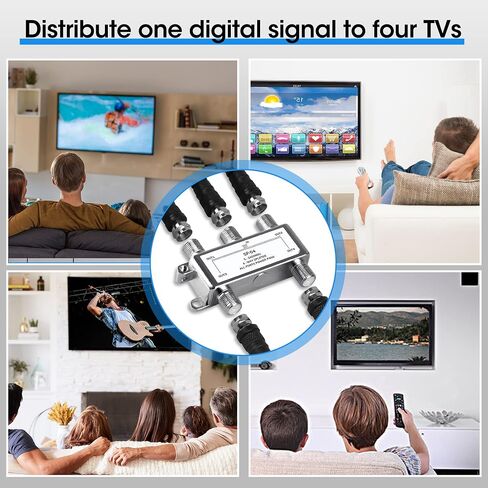 NEWCARE Digital 8-Way Coaxial Cable Splitter 5-2400MHz، متوافق مع RG6، يعمل مع الأقمار الصناعية / تلفزيون الكابل والإنترنت، نظام هوائي CATV. (الكابل المحوري غير متضمن) in Saudi Arabia