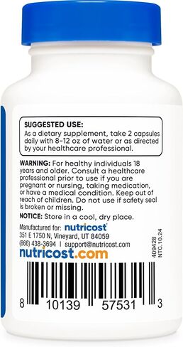 Nutricost uridine monophosphate 60 كبسولات ، 600 ملغ لكل وجبة - نباتي ، 30 حصة in Kuwait
