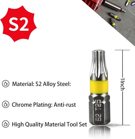 P.I.T. Impact Screwdriver Bit Set,Magnetic 42 pcs Driver Bit Set,S2 Steel Screwdriver Impact Kit With a Storage Box,1/4 Hex Shank Slotted/Torx/Phillips/Hex/Bit Holder Used for Power Screwdrivers in Saudi Arabia