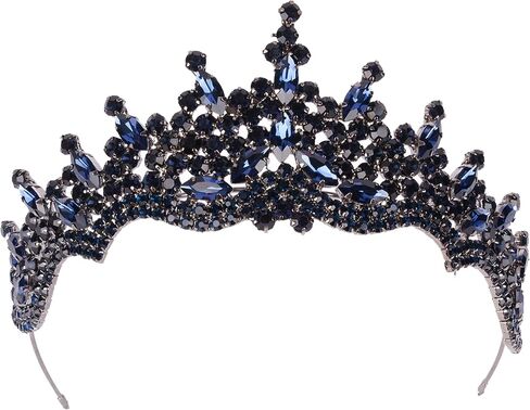 LIMELIA Women's Tiara for Henna Wedding Party|Glitter Hair Accessories for Bridal Birthday Pageant Prom Halloween Cos-play Christmas Party|Dence-Navy Blue in Saudi Arabia