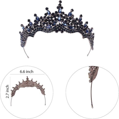 LIMELIA Women's Tiara for Henna Wedding Party|Glitter Hair Accessories for Bridal Birthday Pageant Prom Halloween Cos-play Christmas Party|Dence-Navy Blue in Saudi Arabia