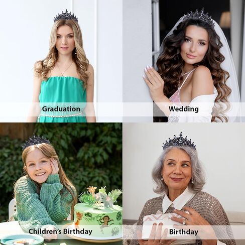 LIMELIA Women's Tiara for Henna Wedding Party|Glitter Hair Accessories for Bridal Birthday Pageant Prom Halloween Cos-play Christmas Party|Dence-Navy Blue in Saudi Arabia