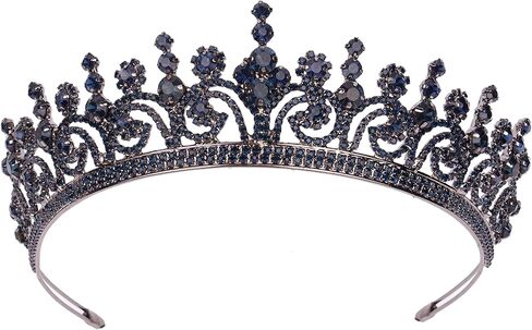 LIMELIA Women's Tiara for Henna Wedding Party|Glitter Hair Accessories for Bridal Birthday Pageant Prom Halloween Cos-play Christmas Party|Dence-Navy Blue in Saudi Arabia