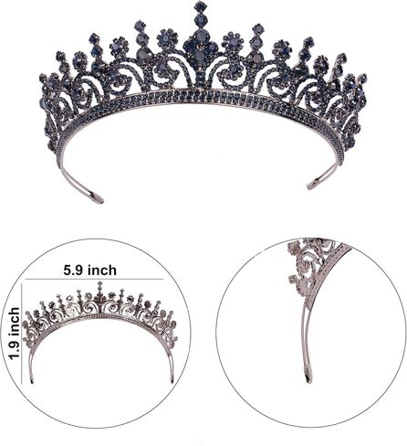 LIMELIA Women's Tiara for Henna Wedding Party|Glitter Hair Accessories for Bridal Birthday Pageant Prom Halloween Cos-play Christmas Party|Dence-Navy Blue in Saudi Arabia