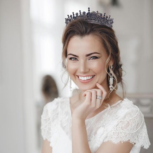 LIMELIA Women's Tiara for Henna Wedding Party|Glitter Hair Accessories for Bridal Birthday Pageant Prom Halloween Cos-play Christmas Party|Dence-Navy Blue in Saudi Arabia