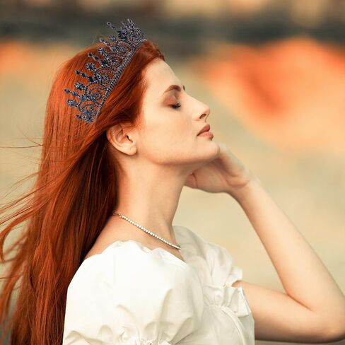 LIMELIA Women's Tiara for Henna Wedding Party|Glitter Hair Accessories for Bridal Birthday Pageant Prom Halloween Cos-play Christmas Party|Dence-Navy Blue in Saudi Arabia