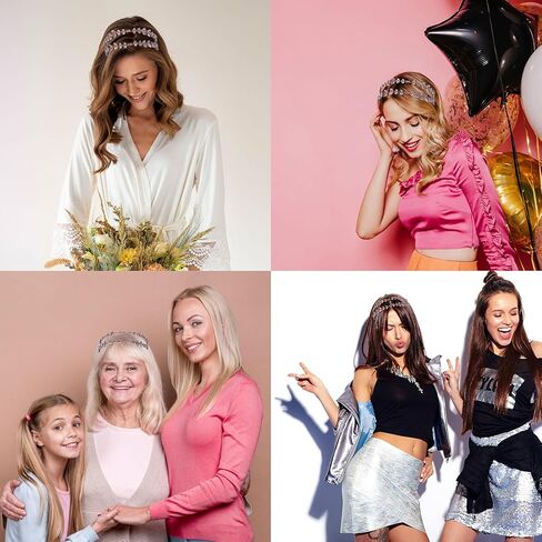 LIMELIA Women's Tiara-Crown for Henna Wedding Party, Glitter Hair Accessories for Bridal Birthday Pageant Prom Halloween Costume Christmas Party - Alpha Design, Double Row - Purple in Kuwait