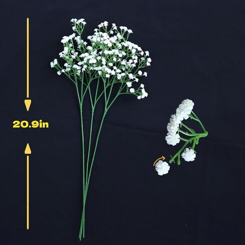 Babys Breath Artificial Flowers,12 Pcs Fake Babys Breath Real Touch Flowers Wedding Party Home Garden Decoration - Artificial for Decoration (Blue) in Saudi Arabia