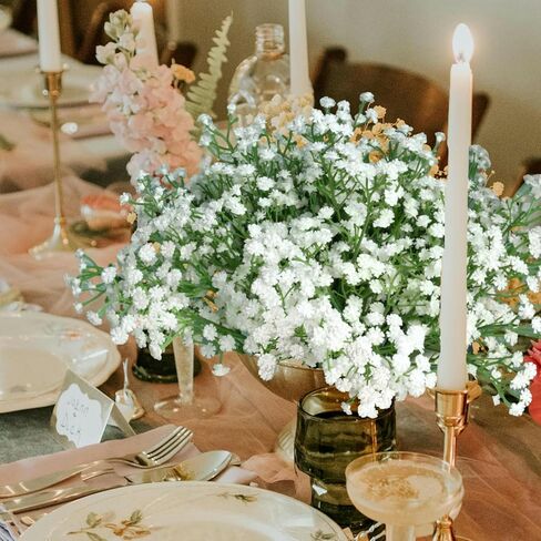 Babys Breath Artificial Flowers,12 Pcs Fake Babys Breath Real Touch Flowers Wedding Party Home Garden Decoration - Artificial for Decoration (Blue) in Saudi Arabia