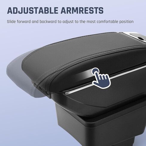 for Mitsubishi Mirage Attrage 2014-2024 Armrest Box with 7 USB Ports Center Storage Box Double-Layer Hand Centre Consoles with Cup Holder (7 USB Ports, Red Thread) in Saudi Arabia