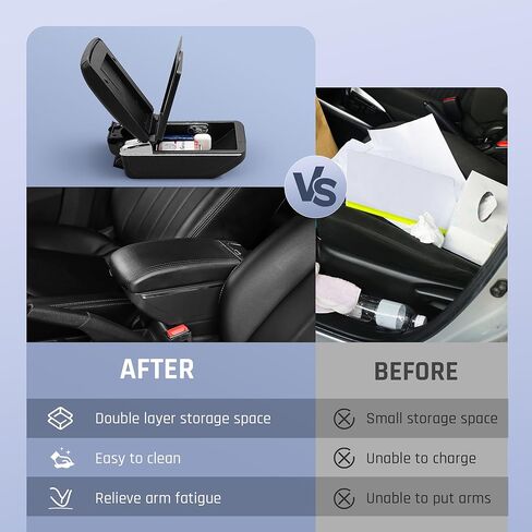for Mitsubishi Mirage Attrage 2014-2024 Armrest Box with 7 USB Ports Center Storage Box Double-Layer Hand Centre Consoles with Cup Holder (7 USB Ports, Red Thread) in Saudi Arabia