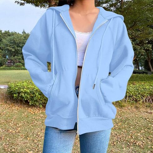 FZYLQY Women's Zip Up Hoodies 2025 Fall Winter Fashion Long Sleeve Hooded Sweatshirts Long Sleeve Comfy Casual Y2k Jacket in Kuwait