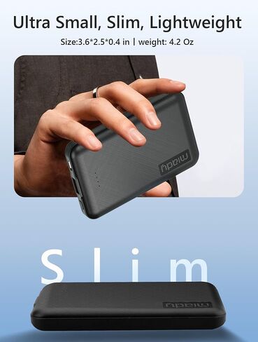 Miady 2-Pack Small Portable Charger 5000mAh Power Bank Travel Battery Pack | Dual USB丨Lightweight丨2 Outputs丨for Backpack丨Compatible with iPhone Galaxy Android etc丨Flight-Safe丨18.5Wh丨Black+White in Kuwait