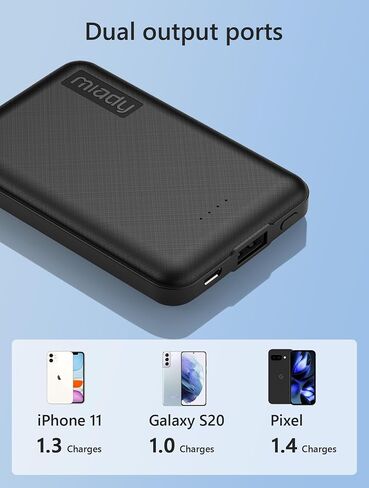 Miady 2-Pack Small Portable Charger 5000mAh Power Bank Travel Battery Pack | Dual USB丨Lightweight丨2 Outputs丨for Backpack丨Compatible with iPhone Galaxy Android etc丨Flight-Safe丨18.5Wh丨Black+White in Kuwait