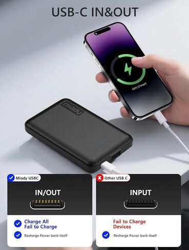 Miady 2-Pack Small Portable Charger 5000mAh Power Bank Travel Battery Pack | Dual USB丨Lightweight丨2 Outputs丨for Backpack丨Compatible with iPhone Galaxy Android etc丨Flight-Safe丨18.5Wh丨Black+White in Kuwait