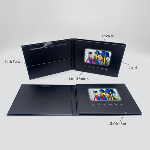 Movida 5 "" "Screen Video and Photo Book" تغطية Hardbook فاخرة - التخرج ، الزفاف ، الذاكرة ، ألبوم الفيديو ألبوم Digital Book 5 "" IPS Display ، 2 GB ، بطارية قابلة لإعادة الشحن ، معلقة على الحائط ، صغير ، أبيض in Saudi Arabia