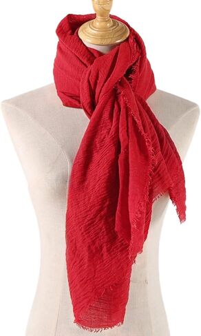 Fashion Cotton Blend Solid Scarf Long Lightweight Travel Scarf Shawl Wraps 70"×35" in Saudi Arabia