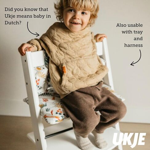 وسادة UKJE متوافقة مع Stokke Tripp Trapp - وسادة مقعد ناعمة للرضع والأطفال الصغار، ملحقات الكراسي العالية، حشوة من نسيج القطن، سهلة التركيب، مصنوعة يدويًا في أوروبا (قرد أبيض) in Kuwait
