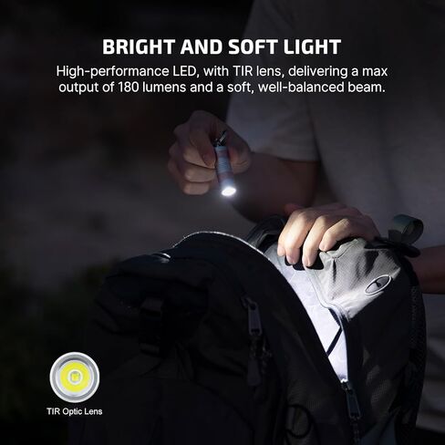 OLIGHT I1R 2 Pro Eos 180 Lumens EDC مصباح يدوي قابل لإعادة الشحن، مدعوم ببطارية مدمجة قابلة لإعادة الشحن مع كابل USB من النوع C، ضوء صغير نحيف محمول باليد للحمل اليومي in Kuwait