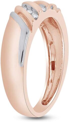 1/10 Cttw White Natural Round Diamond Two Tone Mens Wedding Band Ring In 14k Gold Over Sterling Silver (I-J Color, I2-I3 Clarity) in Saudi Arabia