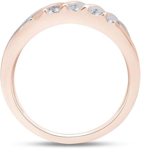 1/10 Cttw White Natural Round Diamond Two Tone Mens Wedding Band Ring In 14k Gold Over Sterling Silver (I-J Color, I2-I3 Clarity) in Saudi Arabia