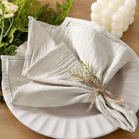 Socomi Christmas Thanksgiving Napkins Olive Green Linen Cloth Napkins Washable Dinner Napkins 17"x17" for Fall Friendsgiving Baby Shower Wedding Decoration Set of 6 in Kuwait