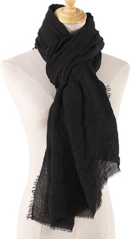 Fashion Cotton Blend Solid Scarf Long Lightweight Travel Scarf Shawl Wraps 70"×35" in Saudi Arabia