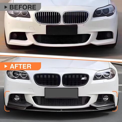 Front Bumper Spoiler Lip Compatible with 2011-2016 BMW F10 F18 5 Series M Sport 528i 535i 550i Front Splitter Spoiler, Carbon Fiber Style in Saudi Arabia