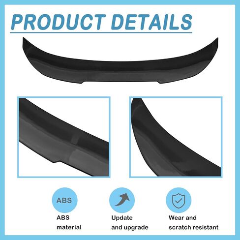Rear Spoiler for BMW 2012-2018 F30 3 Series Sedan 2014-2019 F80 M3 Sedan M4 Style Rear Trunk Spoiler Lip Tail Wing Glossy Black (M4 Style) in Kuwait