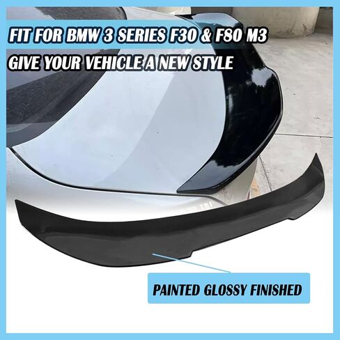 Rear Spoiler for BMW 2012-2018 F30 3 Series Sedan 2014-2019 F80 M3 Sedan M4 Style Rear Trunk Spoiler Lip Tail Wing Glossy Black (M4 Style) in Kuwait