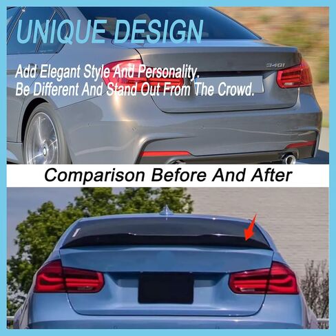 Rear Spoiler for BMW 2012-2018 F30 3 Series Sedan 2014-2019 F80 M3 Sedan M4 Style Rear Trunk Spoiler Lip Tail Wing Glossy Black (M4 Style) in Kuwait