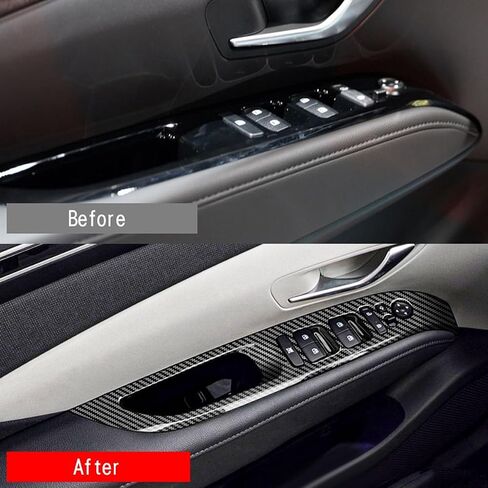 سيارة ألياف الكربون الكربونية نافذة الزجاج رفع غطاء مفتاح لوحة مسند الأذرع الباب ل Hyundai Tucson 2022 2023 إصدار الولايات المتحدة in Saudi Arabia
