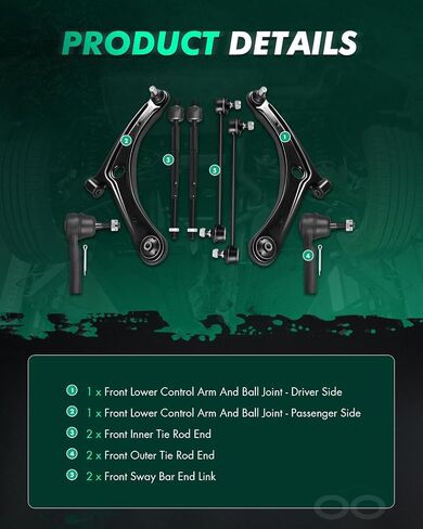Scitoo 8pcs الأمامية السفلى للسيطرة على كرة الذراع التعليق مجموعة FIT 2007-2012 ل Dodge Caliber 2007-2017 لجيب Compass Patriot Sway Bar Link end K620066 K620065 in Saudi Arabia