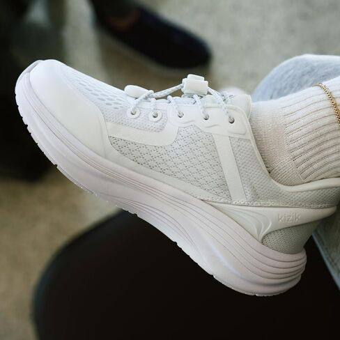Kizik London Hands-Free Slip On Shoes for Women White | Wide toe box available, breathable lightweight upper, comfortable for walking, gym, or casual wear in Kuwait