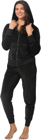 Felina-Womens Velor Zip Hoodie and Jogger Set Soft Soft 2 قطعة لئنة (الولايات المتحدة ، ألفا ، xx-large ، العادية ، العادية ، الأسود) in Saudi Arabia