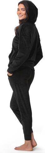 Felina-Womens Velor Zip Hoodie and Jogger Set Soft Soft 2 قطعة لئنة (الولايات المتحدة ، ألفا ، xx-large ، العادية ، العادية ، الأسود) in Saudi Arabia