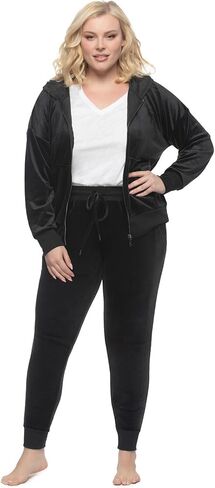Felina-Womens Velor Zip Hoodie and Jogger Set Soft Soft 2 قطعة لئنة (الولايات المتحدة ، ألفا ، xx-large ، العادية ، العادية ، الأسود) in Saudi Arabia