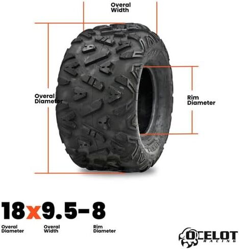 Ocelot Knight 18 × 9.5-8 ATV/UTV All-Terrain Tyre-الجر والتحكم الاستثنائي | ثقب وتآكل مقاومة | قبضة مثالية لتحسين القدرة على المناورة على الطرق الوعرة in Saudi Arabia