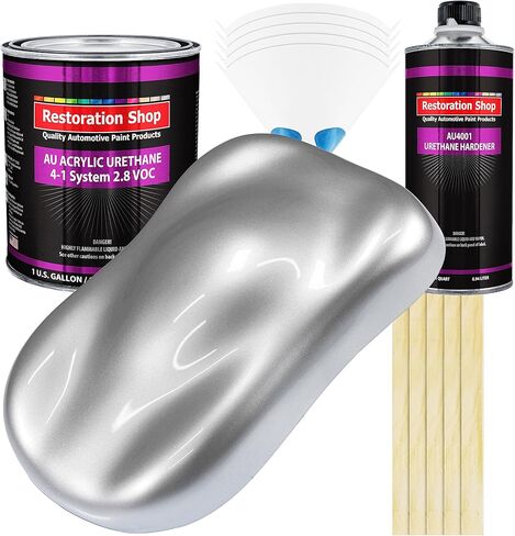 متجر ترميم - Iridium Silver Metallic Acrylic urethane Auto Paint - مجموعة طلاء غالون كاملة - مرحلة واحدة احترافية عالية اللمعان ، سيارة ، طلاء شاحنة ، 4: 1 نسبة مزيج ، 2.8 VOC in Saudi Arabia